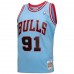 Chicago Bulls Dennis Rodman Men's Mitchell & Ness Light Blue 1997-98 Hardwood Classics Reload 3.0 Swingman Jersey