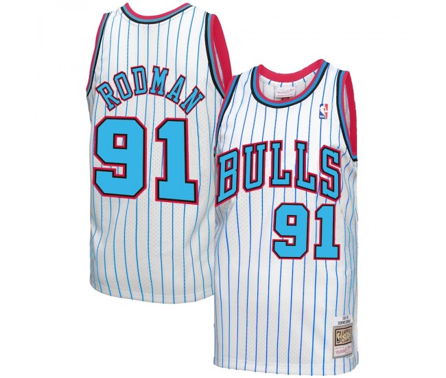 Chicago Bulls Dennis Rodman Men's Mitchell & Ness White 1995-96 Hardwood Classics Reload 3.0 Swingman Jersey