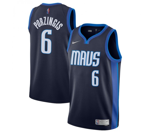 Dallas Mavericks Kristaps Porzingis Men's Nike Navy 2020/21 Swingman Player Jersey - Earned Edition