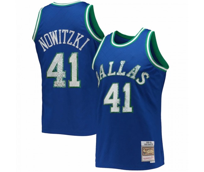 Dallas Mavericks Dirk Nowitzki Men's Mitchell & Ness Blue 1996-97 Hardwood Classics NBA 75th Anniversary Diamond Swingman Jersey