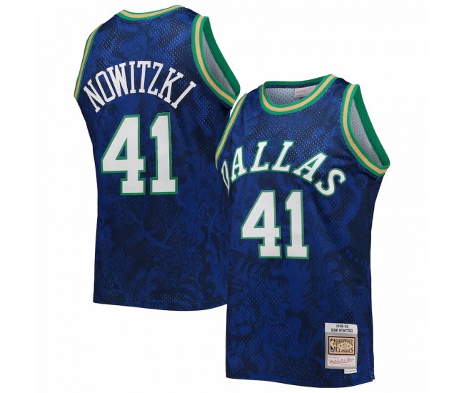 Dallas Mavericks Dirk Nowitzki Men's Mitchell & Ness Blue Hardwood Classics 1998-99 Lunar New Year Swingman Jersey