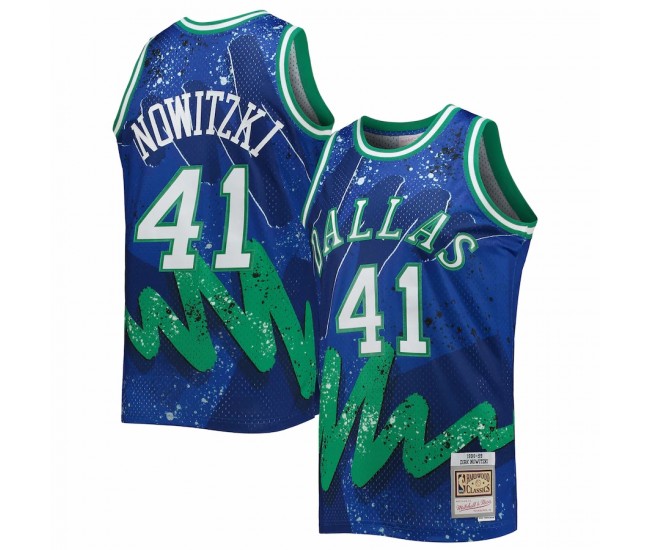 Dallas Mavericks Dirk Nowitzki Men's Mitchell & Ness Blue Hardwood Classics 1998-99 Hyper Hoops Swingman Jersey