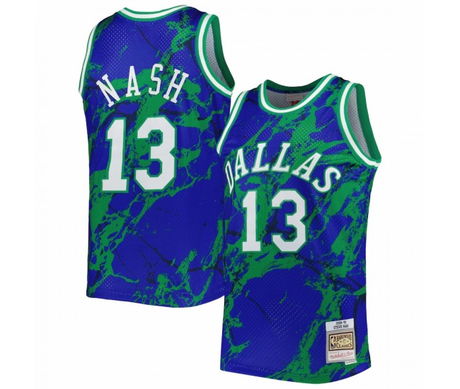 Dallas Mavericks Steve Nash Men's Mitchell & Ness Blue 1998-99 Hardwood Classics Marble Swingman Jersey