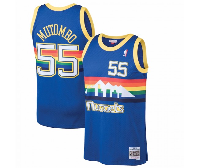 Denver Nuggets Dikembe Mutombo Men's Mitchell & Ness Blue 1991-92 Hardwood Classics Swingman Jersey