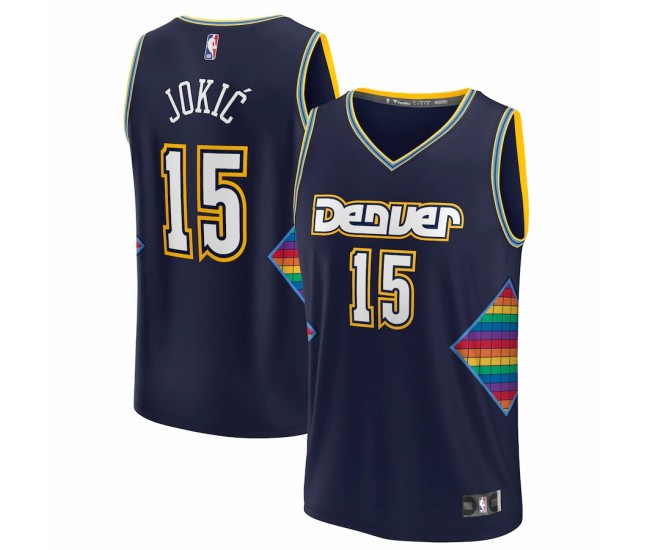 Denver Nuggets Nikola Jokic Men's Fanatics Branded Navy 2021/22 Fast Break Replica Jersey - City Edition