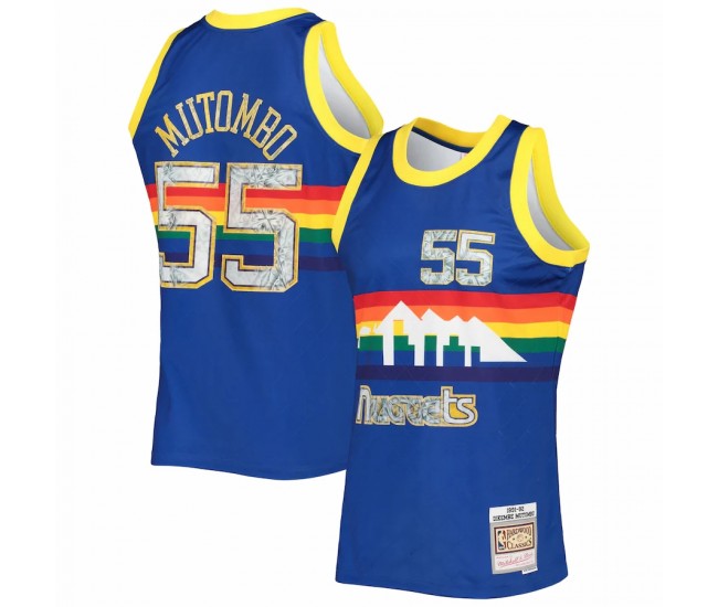 Denver Nuggets Dikembe Mutombo Men's Mitchell & Ness Royal 1996-97 Hardwood Classics NBA 75th Anniversary Diamond Swingman Jersey