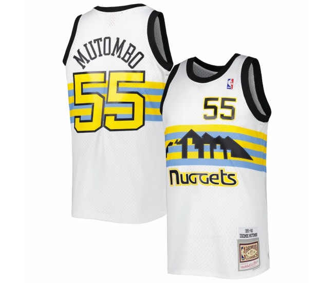 Denver Nuggets Dikembe Mutombo Men's Mitchell & Ness White 1991-92 Hardwood Classics Reload 3.0 Swingman Jersey