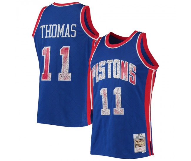 Detroit Pistons Isiah Thomas Men's Mitchell & Ness Blue 1996-97 Hardwood Classics NBA 75th Anniversary Diamond Swingman Jersey