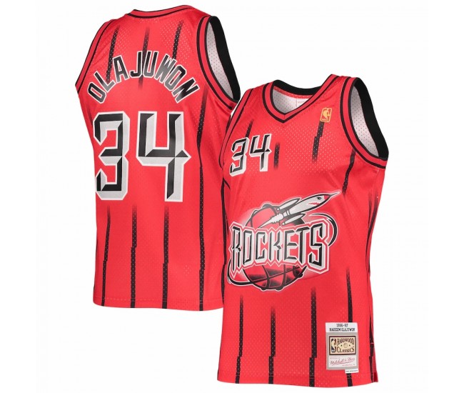 Houston Rockets Hakeem Olajuwon Men's Mitchell & Ness Red 1996-97 Hardwood Classics Reload 2.0 Swingman Jersey