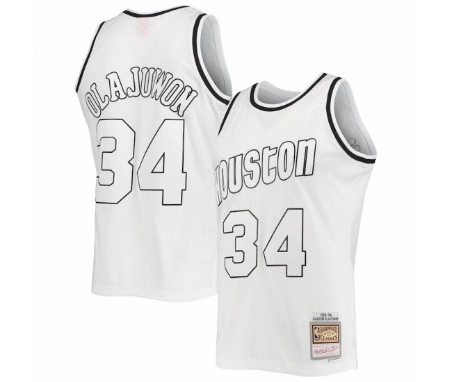 Houston Rockets Hakeem Olajuwon Men's Mitchell & Ness White Out Swingman Jersey