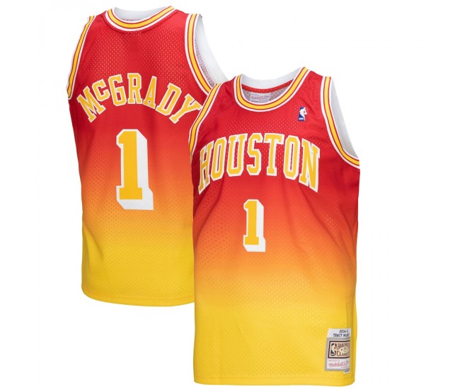 Houston Rockets Tracy McGrady Men's Mitchell & Ness Gold/Red 2004/05 Hardwood Classics Fadeaway Swingman Player Jersey