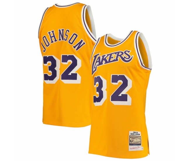 Los Angeles Lakers Magic Johnson Men's Mitchell & Ness Gold 1984/85 Hardwood Classics Authentic Jersey