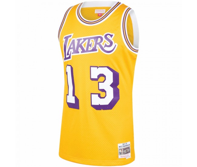 Los Angeles Lakers Wilt Chamberlain Men's Mitchell & Ness Gold 1971-72 Hardwood Classics Swingman Player Jersey