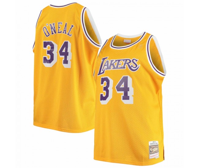 Los Angeles Lakers Shaquille O'Neal Men's Mitchell & Ness Gold Big & Tall Hardwood Classics Jersey