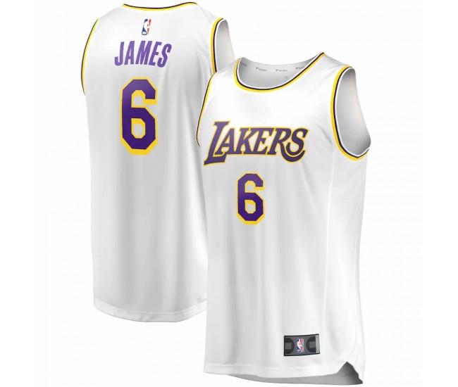 Los Angeles Lakers LeBron James Men's Fanatics Branded White 2021/22 #6 Fast Break Replica Player Jersey - Association Edition