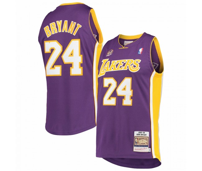 Los Angeles Lakers Kobe Bryant Men's Mitchell & Ness Purple 2007-08 Hardwood Classics 60th Season Authentic Jersey