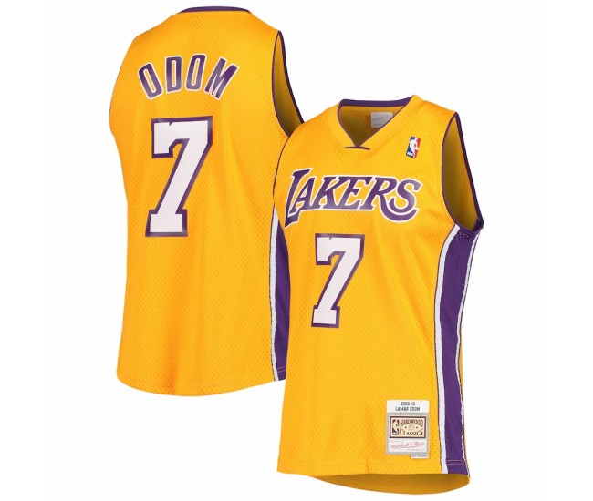 Los Angeles Lakers Lamar Odom Men's Mitchell & Ness Gold Hardwood Classics Swingman Jersey