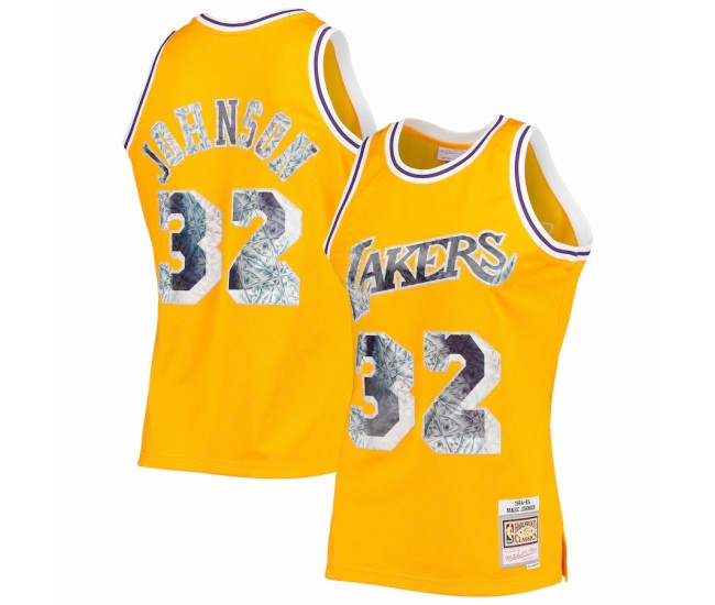 Los Angeles Lakers Magic Johnson Men's Mitchell & Ness Gold 1996-97 Hardwood Classics NBA 75th Anniversary Diamond Swingman Jersey