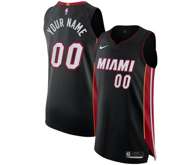 Miami Heat Men's Nike Black Authentic Custom Jersey - Icon Edition