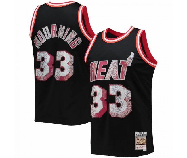 Miami Heat Alonzo Mourning Men's Mitchell & Ness Black 1996-97 Hardwood Classics NBA 75th Anniversary Diamond Swingman Jersey