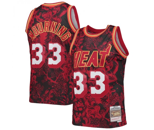 Miami Heat Alonzo Mourning Men's Mitchell & Ness Red Hardwood Classics 1996-97 Lunar New Year Swingman Jersey