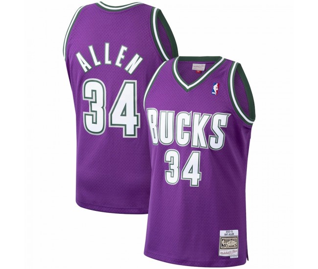 Milwaukee Bucks Ray Allen Men's Mitchell & Ness Purple Hardwood Classics 2000-01 Swingman Jersey