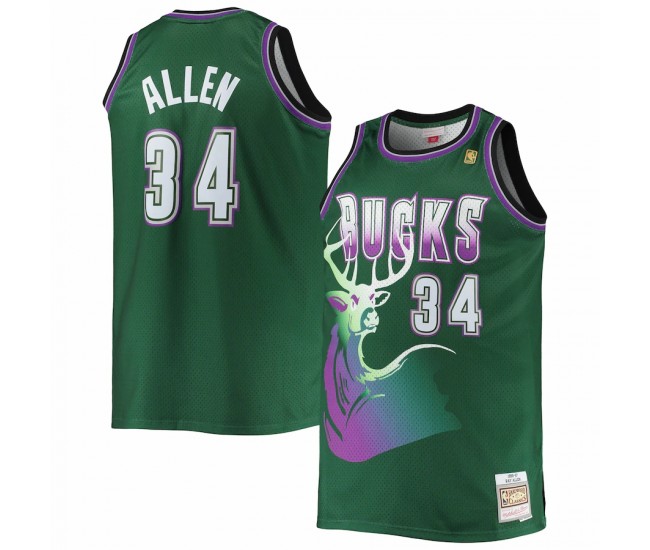 Milwaukee Bucks Ray Allen Men's Mitchell & Ness Hunter Green Big & Tall 1996-97 Hardwood Classics Swingman Jersey