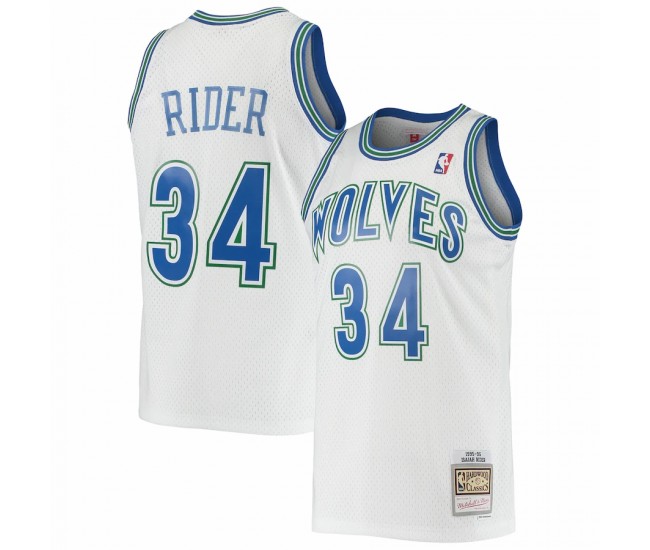 Minnesota Timberwolves Isaiah Rider Men's Mitchell & Ness White 1995-96 Hardwood Classics Swingman Jersey