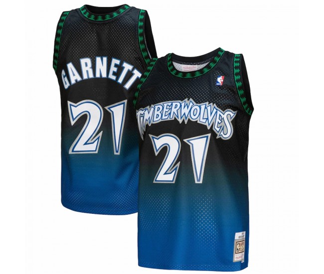 Minnesota Timberwolves Kevin Garnett Men's Mitchell & Ness Blue/Black 1997/98 Hardwood Classics Fadeaway Swingman Player Jersey