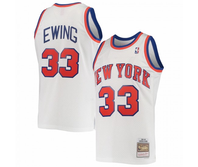 New York Knicks Patrick Ewing Men's Mitchell & Ness White 1985-86 Hardwood Classics Swingman Jersey