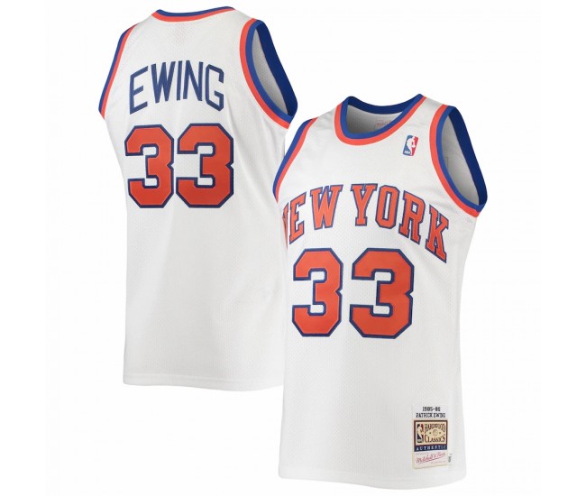 New York Knicks Patrick Ewing Men's Mitchell & Ness White Hardwood Classics Authentic 1985 Jersey