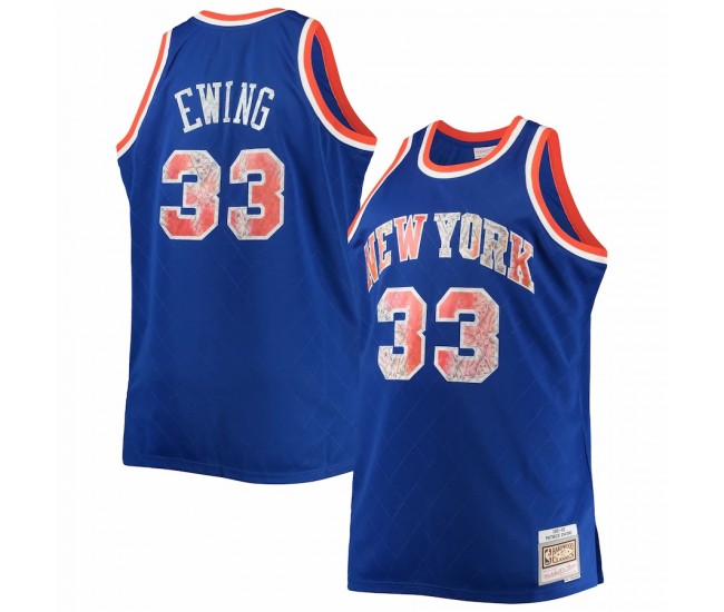 New York Knicks Patrick Ewing Men's Mitchell & Ness Blue Big & Tall 1991-92 NBA 75th Anniversary Diamond Swingman Jersey