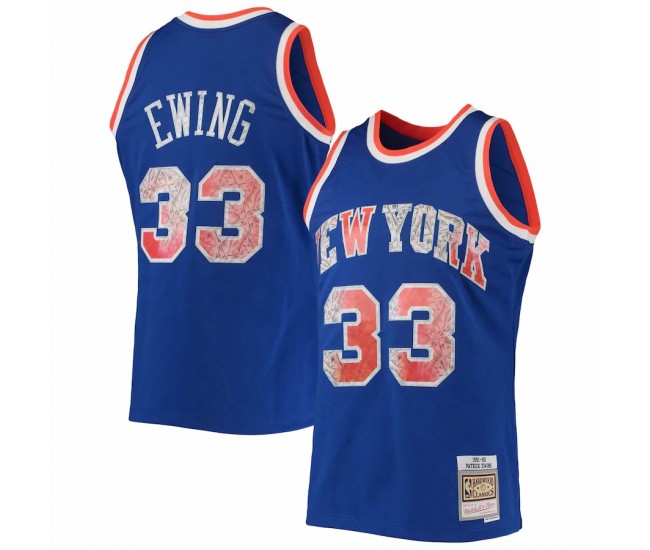 New York Knicks Patrick Ewing Men's Mitchell & Ness Blue 1996-97 Hardwood Classics NBA 75th Anniversary Diamond Swingman Jersey