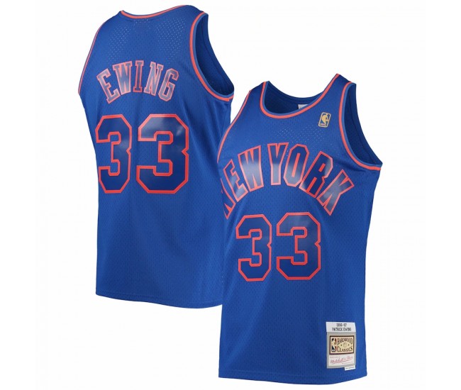 New York Knicks Patrick Ewing Men's Mitchell & Ness Blue 1996-97 Hardwood Classics Swingman Jersey