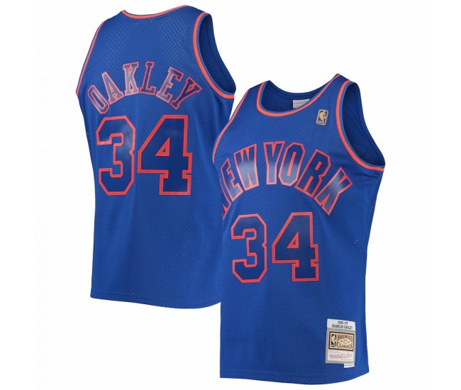 New York Knicks Charles Oakley Men's Mitchell & Ness Blue 1996-97 Hardwood Classics Swingman Jersey