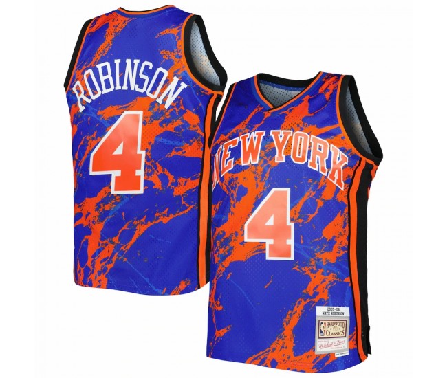 New York Knicks Nate Robinson Men's Mitchell & Ness Blue 2005-06 Hardwood Classics Marble Swingman Jersey