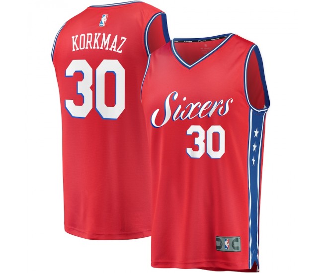 Philadelphia 76ers Furkan Korkmaz Men's Fanatics Branded Red Fast Break Replica Player Jersey - Statement Edition