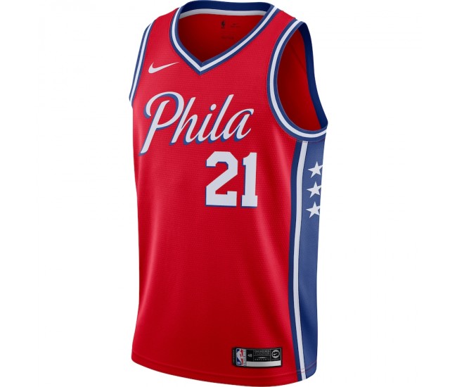 Philadelphia 76ers Joel Embiid Men's Nike Red Finished Swingman Jersey - Statement Edition