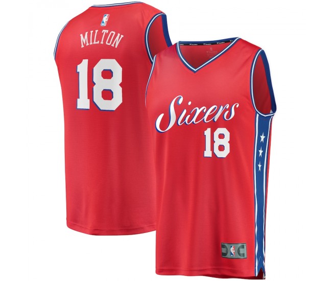 Philadelphia 76ers Shake Milton Men's Fanatics Branded Red Fast Break Replica Player Team Jersey - Statement Edition