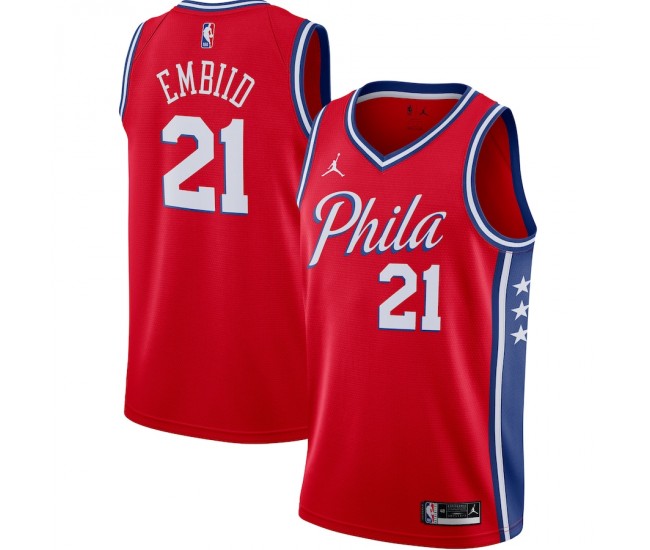 Philadelphia 76ers Joel Embiid Men's Jordan Brand Red 2020/21 Swingman Jersey - Statement Edition