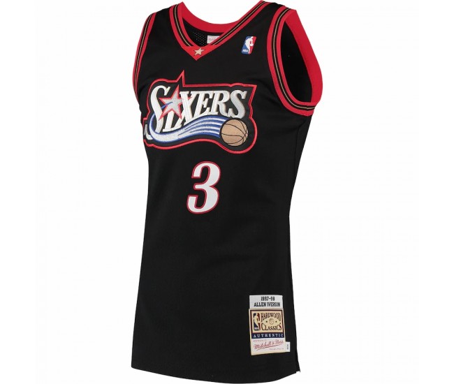 Philadelphia 76ers Allen Iverson Men's Mitchell & Ness Black 1997 Hardwood Classics Authentic Jersey