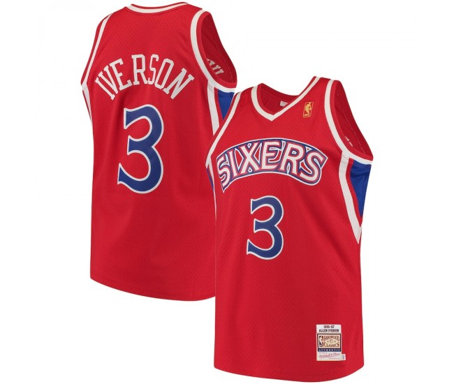 Philadelphia 76ers Allen Iverson Men's Mitchell & Ness Red Hardwood Classics Authentic Jersey