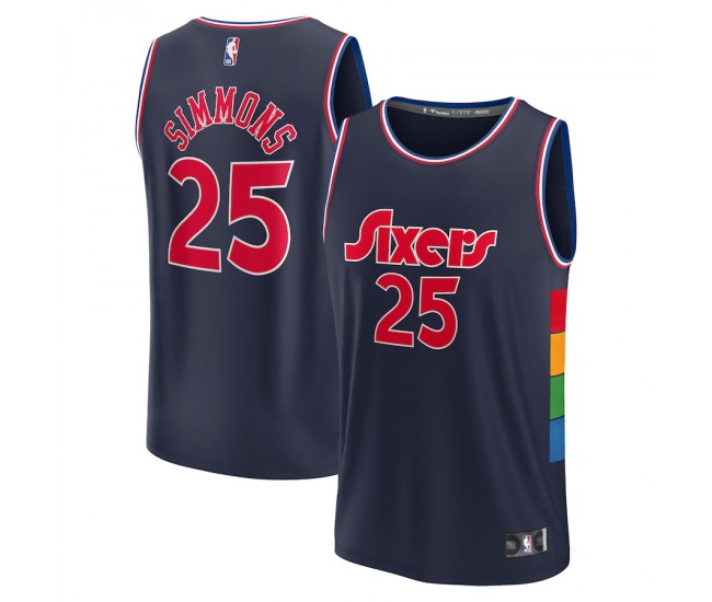 Philadelphia 76ers Ben Simmons Men's Fanatics Branded Navy 2021/22 Fast Break Replica Jersey - City Edition