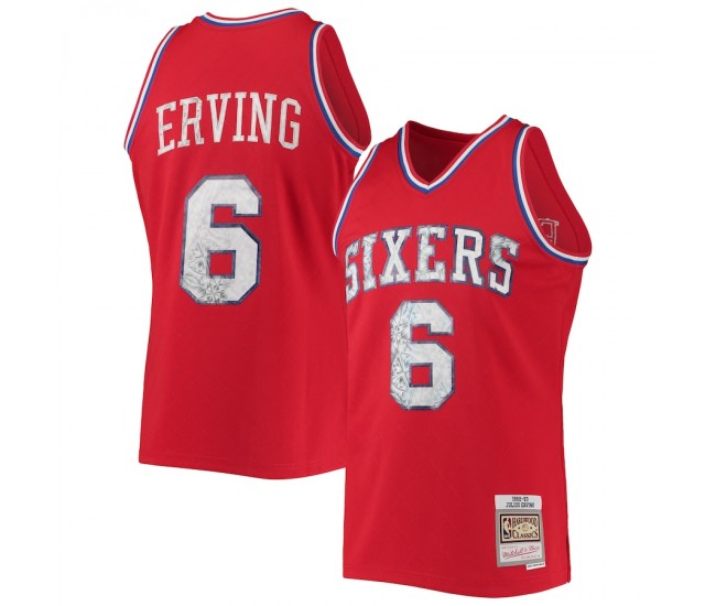 Philadelphia 76ers Julius Erving Men's Mitchell & Ness Red 1996-97 Hardwood Classics NBA 75th Anniversary Diamond Swingman Jersey