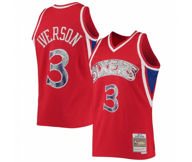 Philadelphia 76ers Allen Iverson Men's Mitchell & Ness Red 1996-97 Hardwood Classics NBA 75th Anniversary Diamond Swingman Jersey