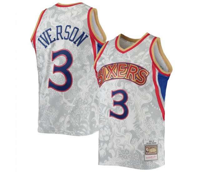 Philadelphia 76ers Allen Iverson Men's Mitchell & Ness White Hardwood Classics 1996-97 Lunar New Year Swingman Jersey