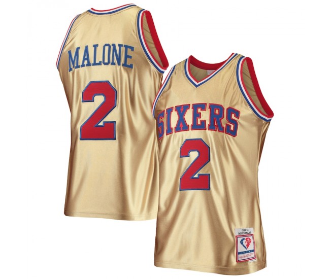 Philadelphia 76ers Moses Malone Gold Men's Mitchell & Ness 75th Anniversary 1982-83 Hardwood Classics Swingman Jersey