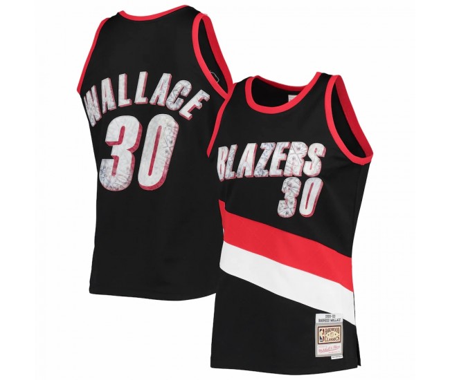 Portland Trail Blazers Rasheed Wallace Men's Mitchell & Ness Black 1996-97 Hardwood Classics NBA 75th Anniversary Diamond Swingman Jersey