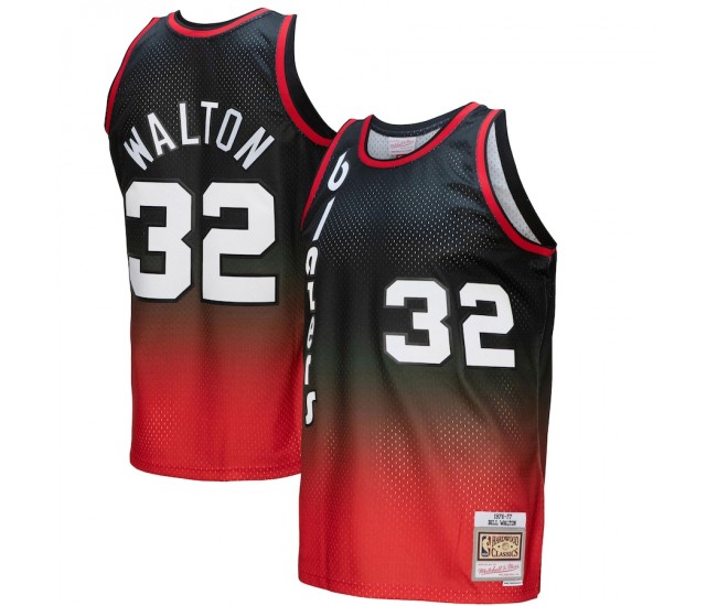 Portland Trail Blazers Bill Walton Men's Mitchell & Ness Red/Black 1976/77 Hardwood Classics Fadeaway Swingman Player Jersey