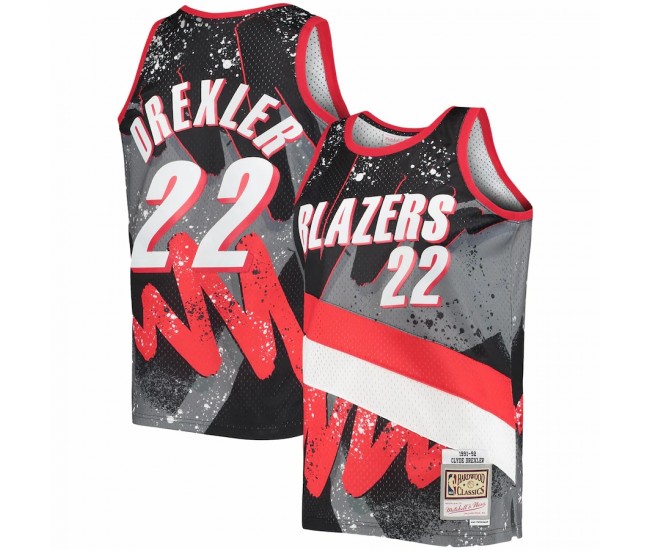 Portland Trail Blazers Clyde Drexler Men's Mitchell & Ness Black Hardwood Classics 1991-92 Hyper Hoops Swingman Jersey